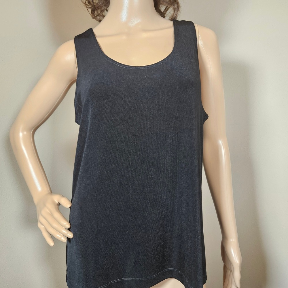 NWT Chicos Travelers Black Contemporary Tank Top Women Size 2 US Lg Sleeveless
